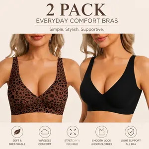 1 Pack & 2 Pack  Women's Seamless Wireless Bra - Basic Maternity Bra with Breathable Fabric, Soft Push-Up Design, Adjustable Straps, Secure Buckle for Everyday Wear