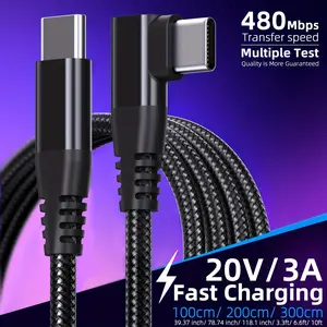 LAIHONEN USB C to USB C Cable 60W,  Right Angle 90 Degree Type C Charger Fast Charging Cord Super Fast Charging Data Sync Cable for iPhone 16/16 Plus/16 Pro/16 Pro Max/15/for Samsung S24/S23, MacBook, iPad Mini/Air/Pro, Pixel(Black/gray)