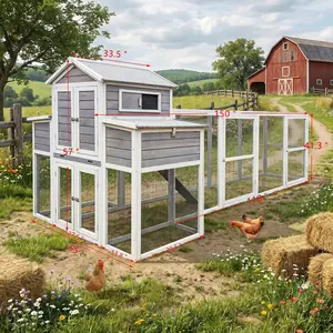 Extra Large 150 Inch Wooden Chicken Coop Predator Proof Hen House With Nesting Box Easy Clean Tray Rust Proof Wire Poultry Cage