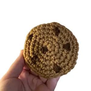 Crochet Chocolate Chip Cookie 4 Pack Coasters - Handmade Decorative table Coasters with Chocolate Chip Design