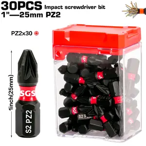 30pcs 25mm Short S2 Industrial Steel Magnetic Screwdriver Bits, Rust Resistant, Durable, Easy Grip, Impact Resistant, Transparent Case, Screwdriver Bit Set