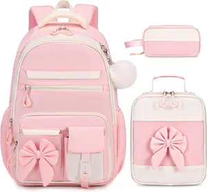 SIMILOVE Backpack for Girls, 3PCS Girls Backpack for School with Lunch Bag Pencil Case, Cute Kids Teens Bookbag for Kindergarten Elementary Preschool Middle School