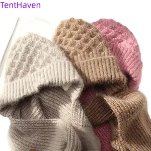 2026 hat autumn and winter with thick velvet insulation, ear protection, scarf two-piece set, windproof, cold proof, neck protection, integrated head cap