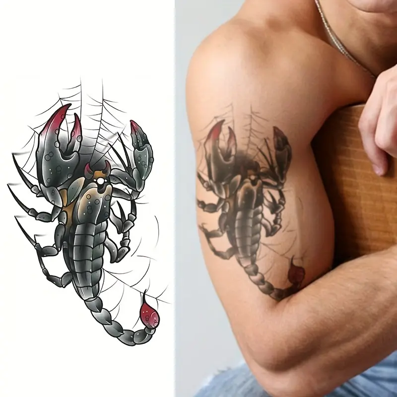 Scorpion Pattern Long-Lasting Tattoo Sticker, Realistic Non-Reflective Temporary Tattoo Sticker Fake Tattoo