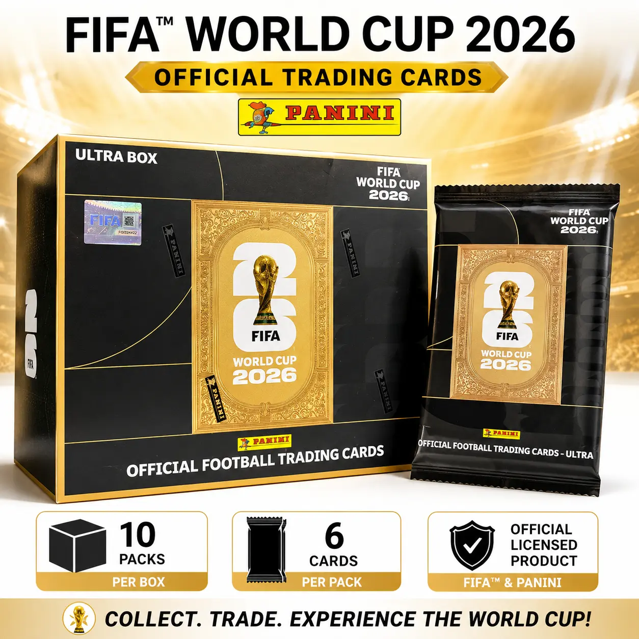 Panini FIFA World Cup 2026 Official Trading Cards Ultra Box - 10 Packs with 6 Cards Each - Collect Trade Experience the World Cup