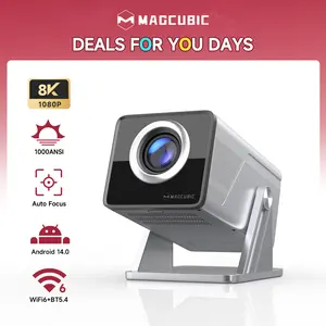 [US warehouse] Magcubic X7 1000ANSI Projector Auto Focus 8K Decode Android 14.0 Built-In HiFi Speaker Auto Obstacle Avoidance & Fully Keystone Correction Dual WiFi6 BT5.4 Native 1080P 180° Rotatable Allwinner H726 High-End Home Cinema Audio Movie Night