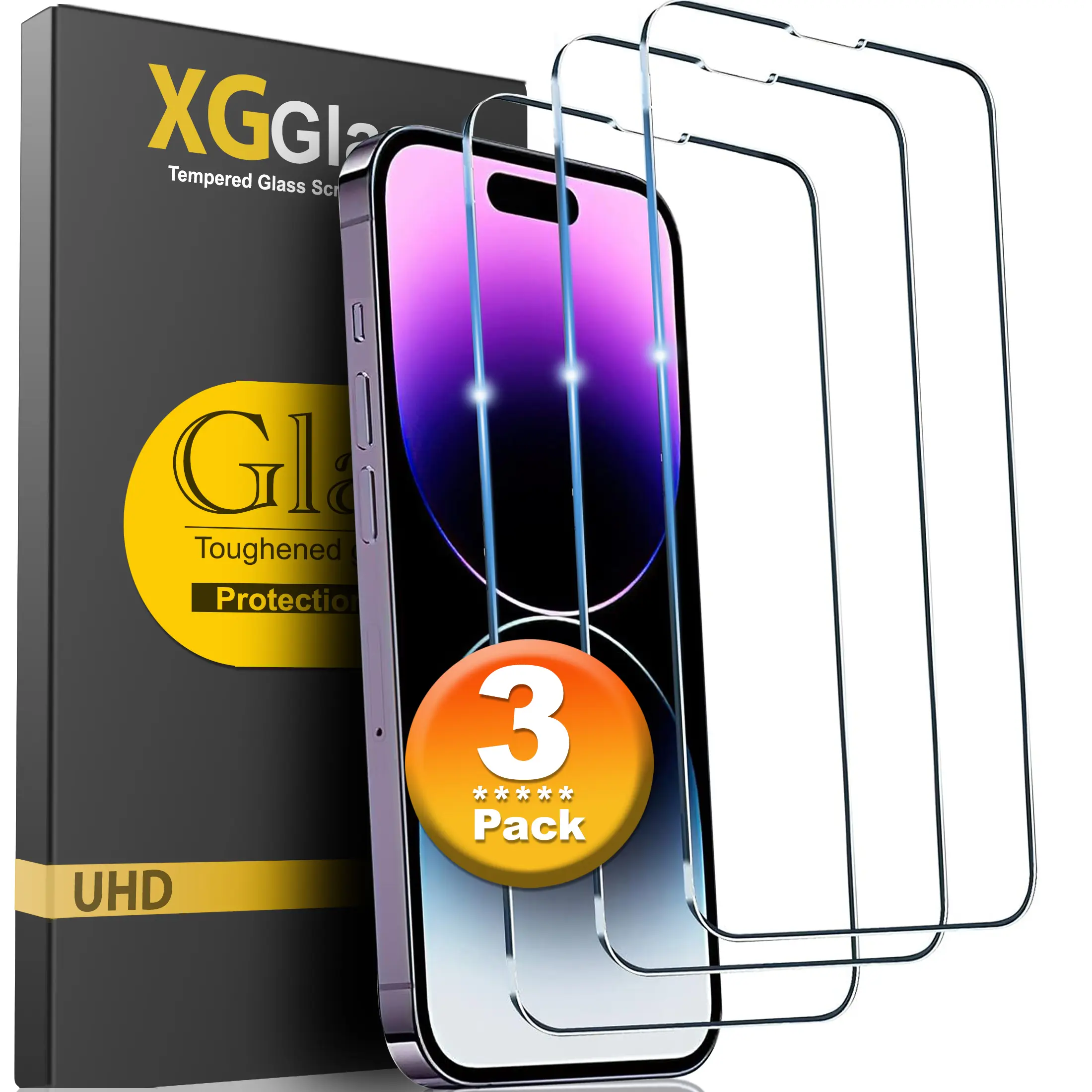 3PC Tempered Glass Screen Protector for iPhone (18 Pro Max,17,17e,Air,16,16e,15 Pro,14 Plus,13,12 Mini,11 Pro Max,X,XR,Xs Max,8,7,6,SE 2020,SE 2023) - Shockproof Smartphone Accessory with Easy Installation & Bubble-Free Adhesive for Clean Fit