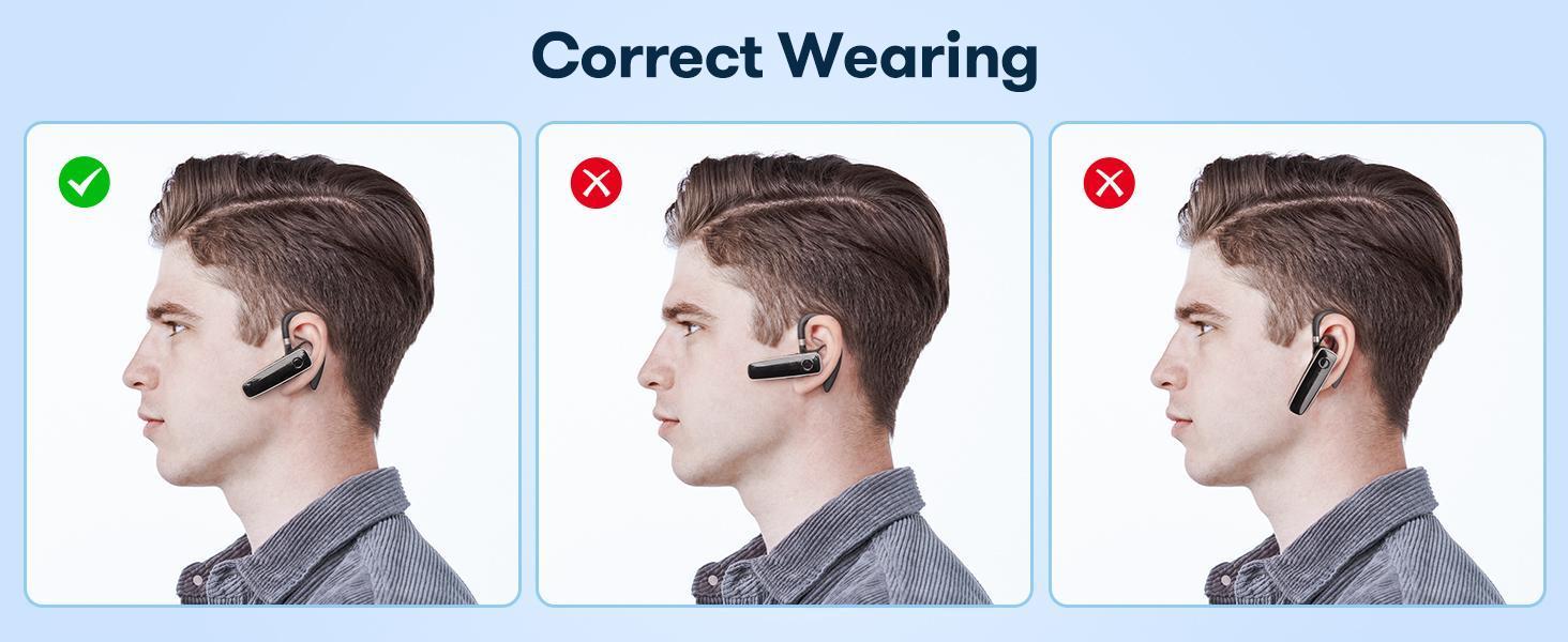 B41 New Bee Trucker Driver Bluetooth Earpiece V5.0 Wireless Handsfree Headset with Microphone 24 Hrs Driving Headset 60 Days Standby Time for iPhone Android Samsung Laptop