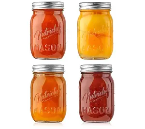 Nutrichef 4 Pcs. Glass Mason Jars w/ Lids & Ban ds Nutrichef 4 Pcs. Glass Mason Jars w/ Lids & Ban ds