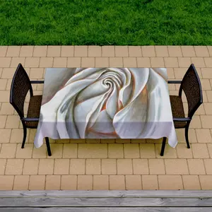 360 Stand Botanical White Rose Delicate Rectangle Tablecloth, 58x102 in Soft Textile, Indoor-Outdoor Picnic Dining Table Kitchen Household Soft Furnishing