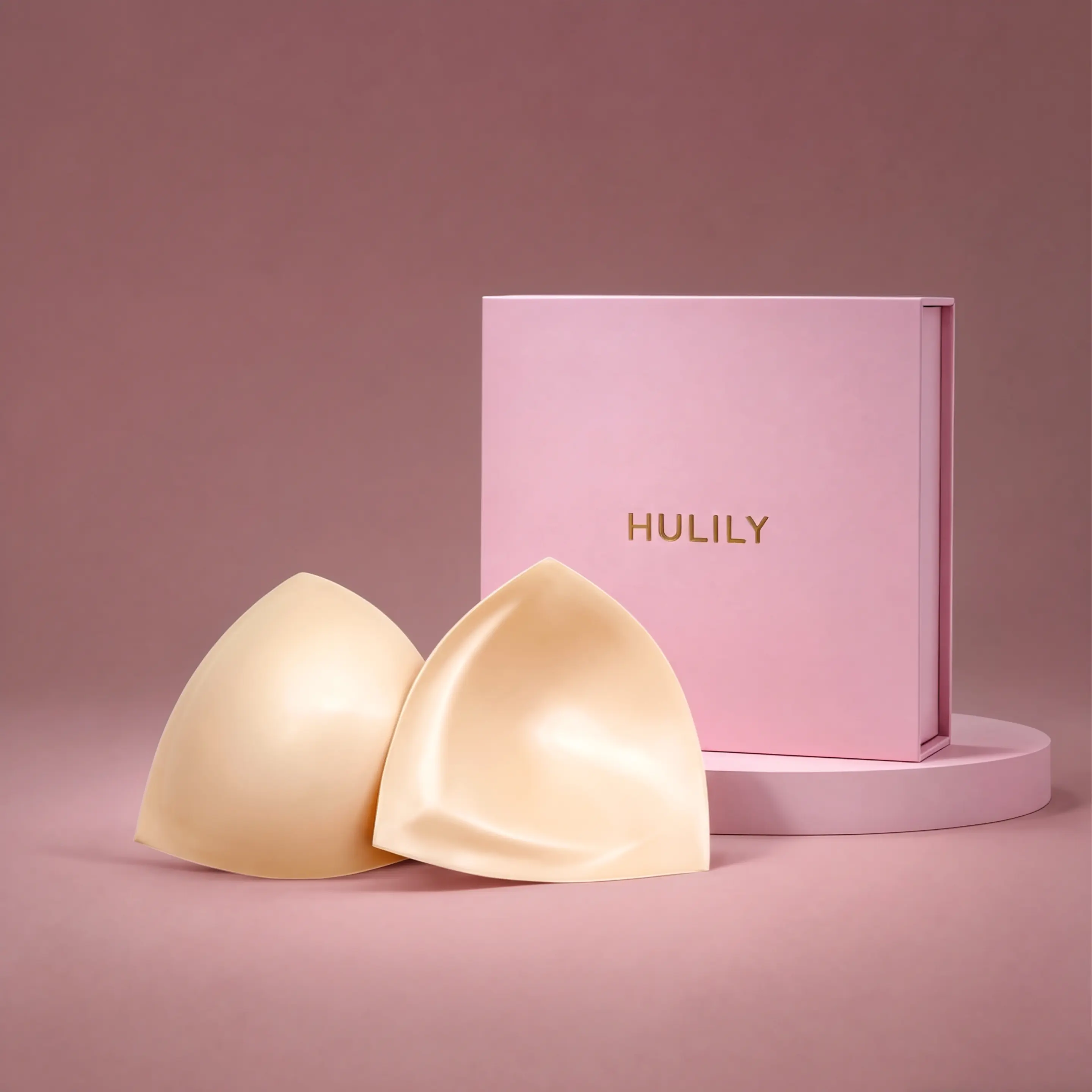 Hulily Pink Round Thin Sticky Pushup Inserts Pasties – Invisible Nipple Covers for Daily Wear, Reusable Self-Adhesive Bra Accessories for Women lifted and seamless listicky