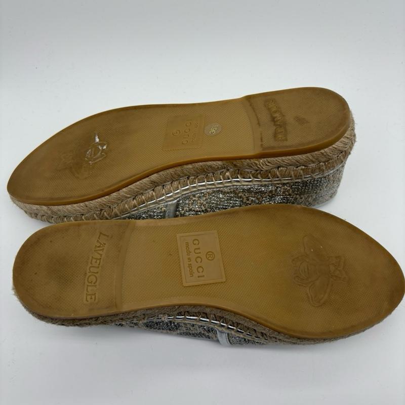 Pre owned Gucci Gucci Lame Nappa GG Monogram Espadrilles size 6 1/2