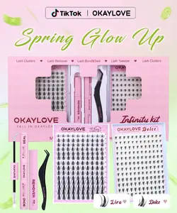OKAYLOVE Infinity Lash Clusters Kit Upper Bottom Lightweight Lash Clusters Kit DIY Lash Extenison Kit Manga Eyelashes  Clusters Makeup Individual Lashes Kit  Lira|Dolce