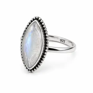 Yaya's One-of-a-Kind Rainbow Moonstone Sterling Silver Ring - Size 9 - ID 094