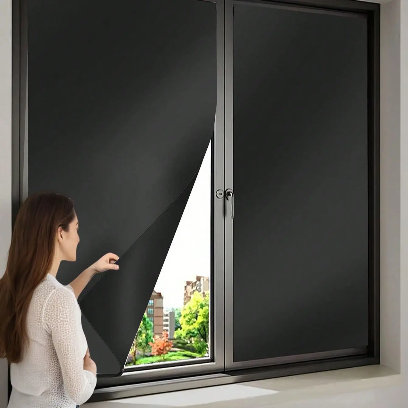 Full Privacy Window Film, Day & Night Use, 100% Light Blocking, Static Adhesive, Room Darkening, Door Sticker, No Glue Needed, UV Protection, Sun Shade Film, Window Privacy Films, Day And Night Privacy Window Film