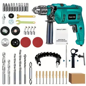 YUNXI Corded multi-function electric impact drill, impact drill, plug-in drilling machine, equipped with adjustable speed drill bits, suitable for brick walls, concrete, tiles, walls and stone electric tools, the perfect home gift for fathers and men.