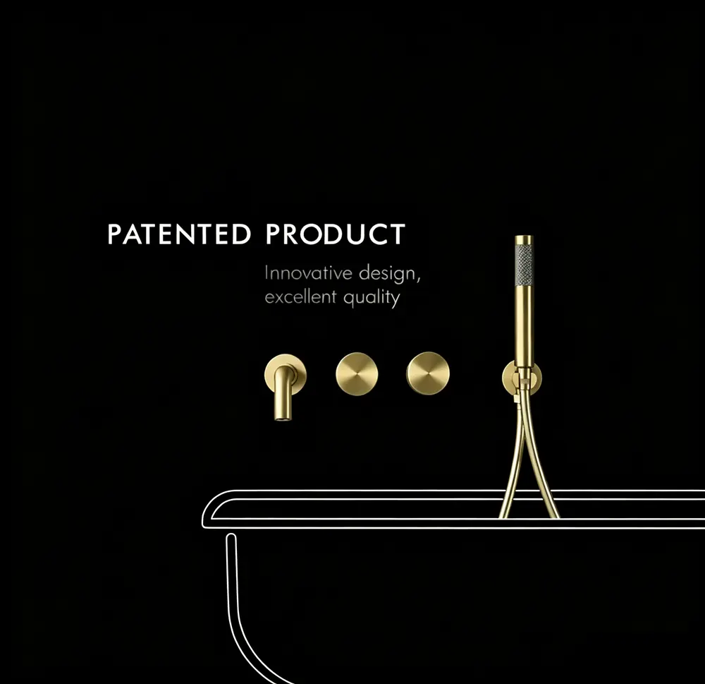 Fengshang Full Copper Intrusion-Type Bathtub Shower Set - Durable Main Body, Handheld Attachment, Installation Accessories for Customizable Refreshing Experience