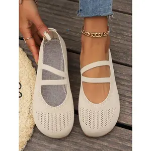 Women's Solid Color Backless Ballet Flats, Mary Jane Flats, Casual Comfortable Breathable Everyday Shoes, Lightweight Easy Slip-on Footwear for Ladies & Girls, Running(Sheets)