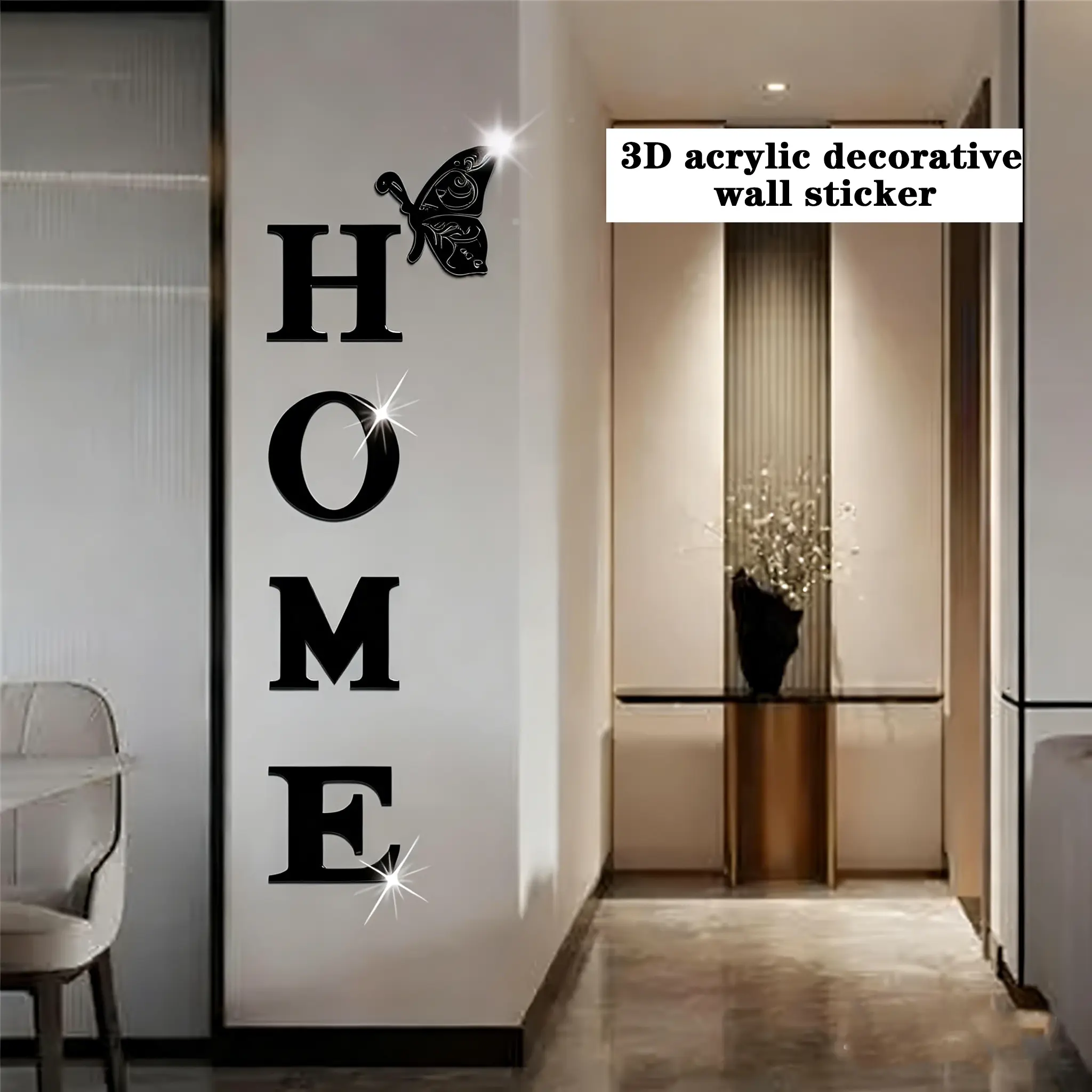 DIY Acrylic Mirror-Finish Butterfly Letter Self-Adhesive Waterproof Decoration Stickers - Quick-Install Wall Decor, Customizable Layout for Entryway, Bedroom, Housewarming Gift, Butterfly Decoration Wall Stickers, Decoration Sticker