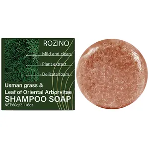 Usman Grass & Cypress Leaf Shampoo Bar | Natural Rosemary Ginseng Solid Hair Soap Deep Clean Scalp Moisturizing Smooth Hair Ketoconazole Oil Control