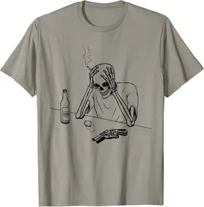 Skeleton, human bones comic, hand painted motif print T-Shirt - Emilyschwe Shop 77B09S6VHTC4