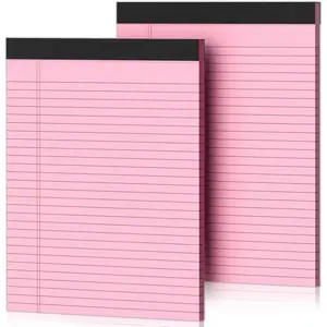 2 Pcs Legal Pads 8.5 x 11 Pink Note Pads 8.5 x 11 Notepad 8.5 x 11 Micro Perforated Writing Pads 8.5 x 11 Lined Paper Pads Wide Ruled Pad of Paper 30 Sheets Notebook for Study, To-Do Lists, Office