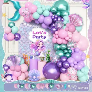 Mermaid Theme Balloon Set, Mermaid Tail Latex Balloons, Birthday Party Decorations, Ocean Style Party Props, Fun and Colorful Design