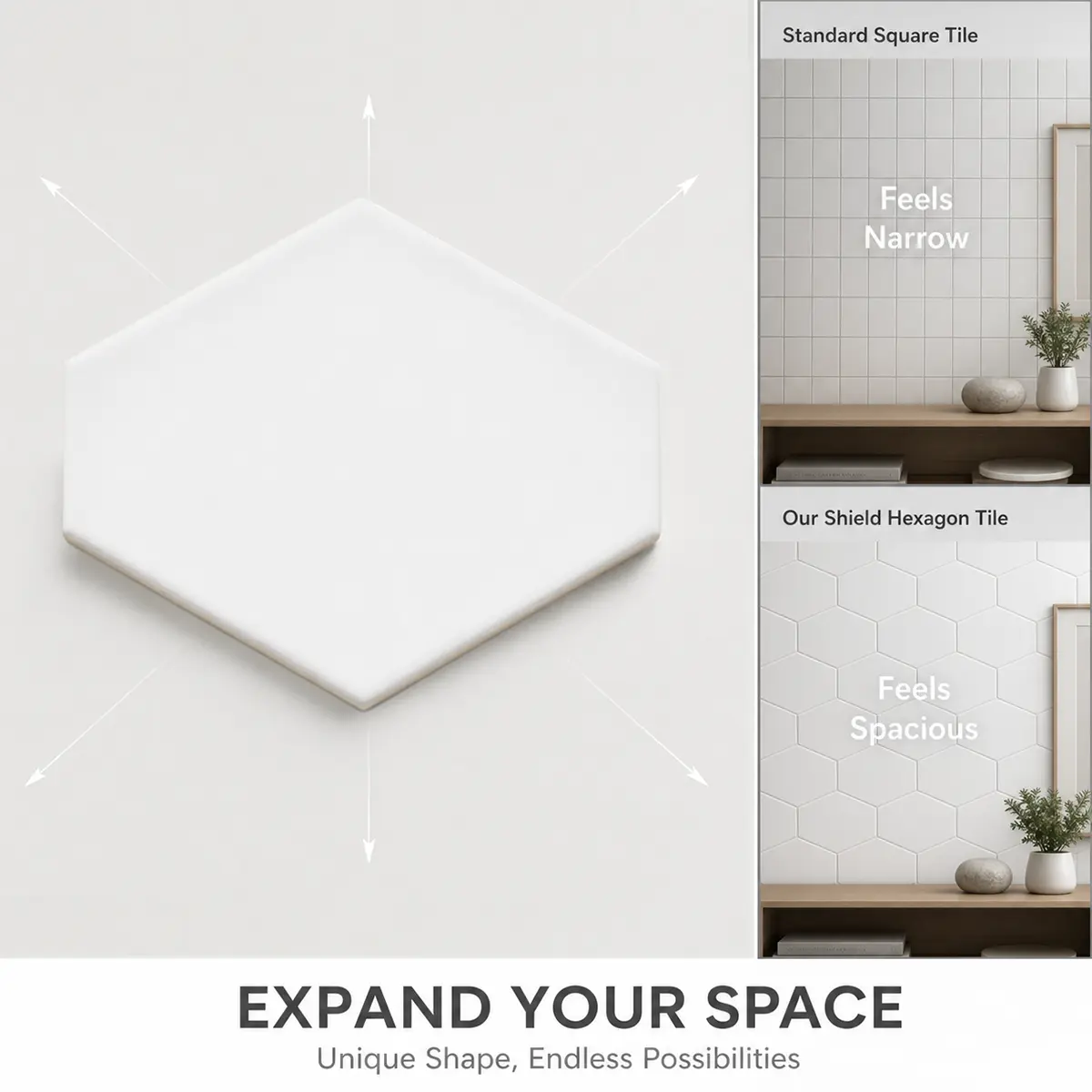 42 pieces Premium Hexagon Peel & Stick Wall Tiles, Water Stain Resistant Easy Cut Install Self‑Adhesive Backsplash for Kitchen Bathroom Dining Room Interior Renovation