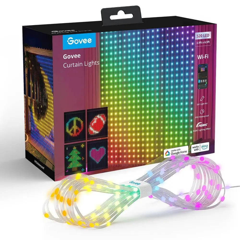 Govee Curtain Light: LED String Lights with 73 Settings Smart App Control