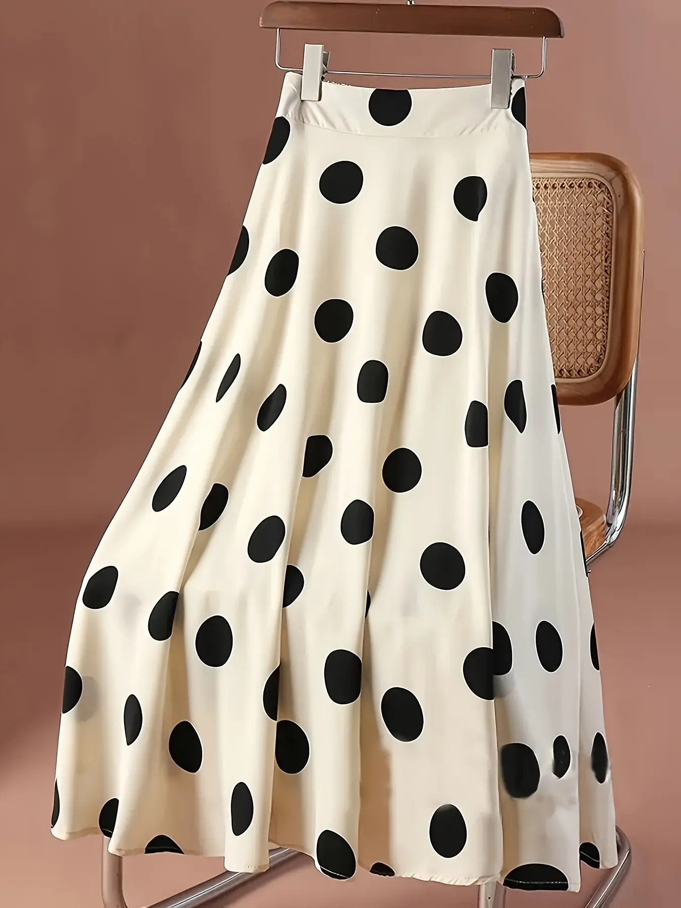 Women's Polka Dot Loose High Waist Skirt, Womenswear, Elegant Full Body Pattern Design, Versatile, Casual, Chic and Stylish, Perfect for Any Occasion, Casual Streetwear Skirt, Casual Comfy Skirt