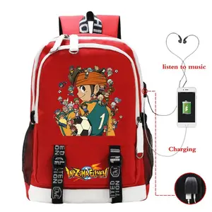 Men's Cartoon Football Character Graphic Daypack, Anime Fans' Backpack with Side Mesh Water Bottle Pocket, Wear-Resistant Multi-Compartment for Outdoor Daily Casual Use