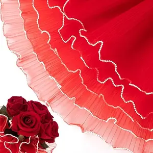 4.37 Yards Flower Wrapping Paper Pearl Edge, Bouquet Floral Wrapping Mesh Paper for Valentines Florist Supplies Wedding Gift Packaging Christmas Decor