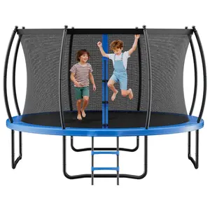 VEVOR Outdoor Trampoline, 14FT Recreational Trampoline, ASTM Approved Trampolines with Enclosure Net Thickened Pad, Max 450 lbs Weight Capacity, Anti-Rust Backyard Trampolines for Kids Adults