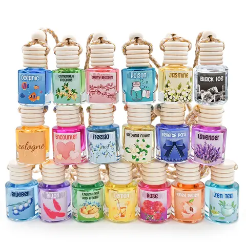 2-Pack Car Air Freshener Aroma Diffusers Bottle Set, 8ML Bottles, Natural Fruit Fragrance Range, Long-Lasting Odor Control, Hang Easy Car Interior Accessories, Healthy Life Gift Option