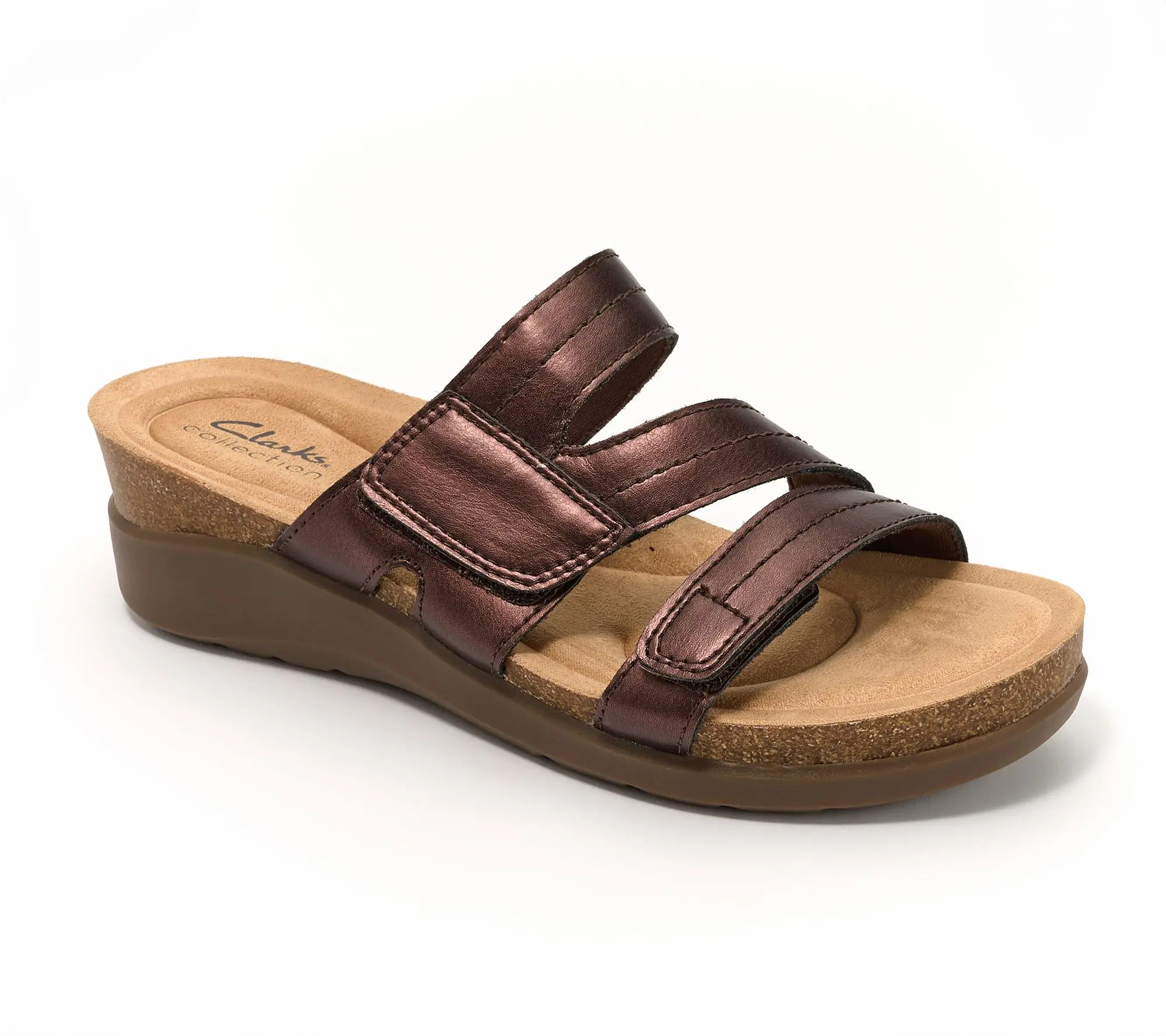 Clarks Collection Leather Slide Sandals -Calenne Holly Clarks Collection Leather Slide Sandals -Calenne Holly