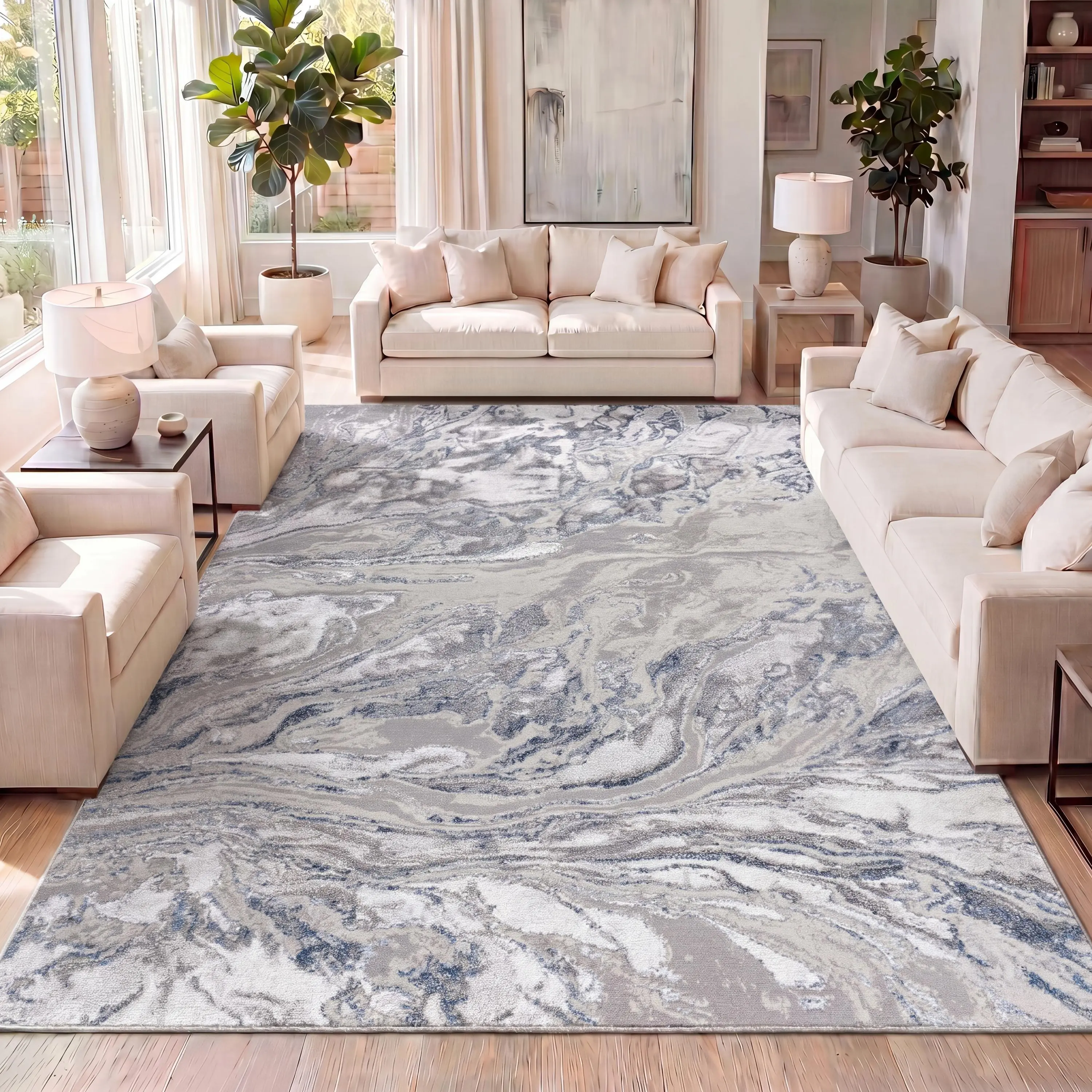 JONATHAN Y Swirl Marbled Abstract Indoor Area Rug; for Living Room, Kitchen, Bedroom, Dining Room, Office