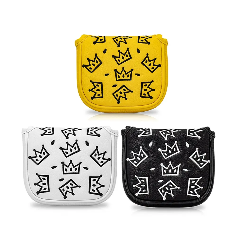 Cheese Crown Design Golf Putter Club Cover with Advanced Embroidery, PU Material, Fits Most Brands, Stylish Protection for Your Golf Gear, Golf Accessory
