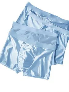 Luxury Ice Silk Satin Men's Boxer Briefs, 4 Pack Smooth Cool Underwear, Breathable Comfort Fit, Ideal for Daily Wear, Silky Breathable Boxer