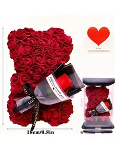 Pe Foam Flower Bear, Rose Bouquet Holding Bear, Valentine's Day Gift for Girlfriend, Mother's Day Gift, Christmas Gift, No Necklace Included