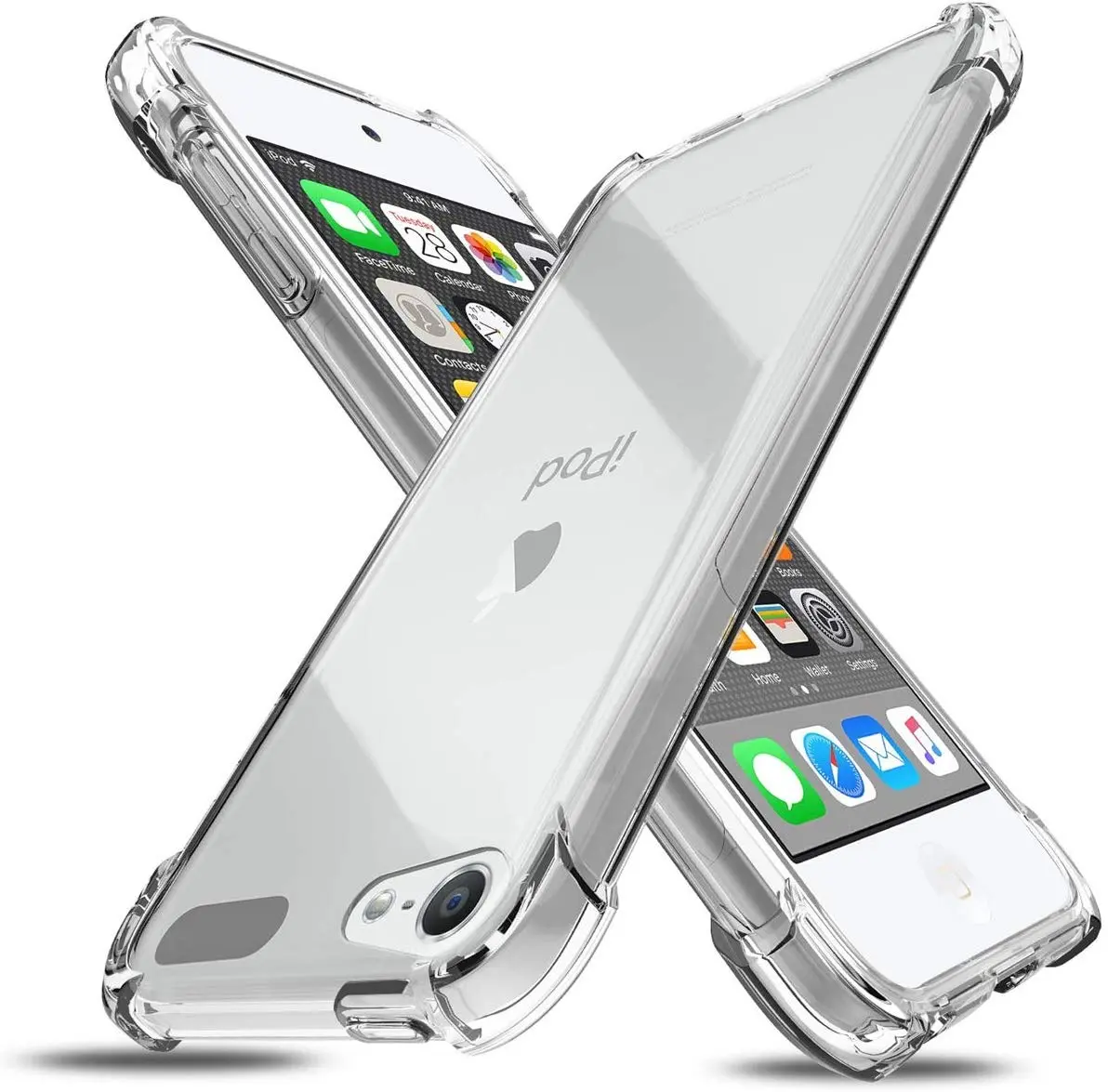 Case for iPod Touch 7, Clear Transparent Flexible TPU Cover [with Shock Absorbing Bumper Corners] for Apple iPod Touch 5th 6th 7th Gen