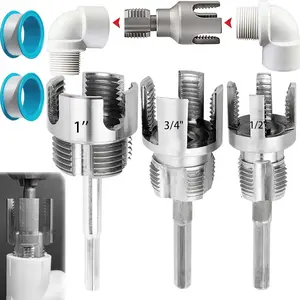 Pvc Pipe Threader, 2026 Upgraded 4 in 1 Water Pipe Threader, Pipe Tapping and Threading Tool, Pipe Thread  Tool for 1/2'' 3/4'' 1'' Dies, Pvc Threading Tool Kit for Electric Drill