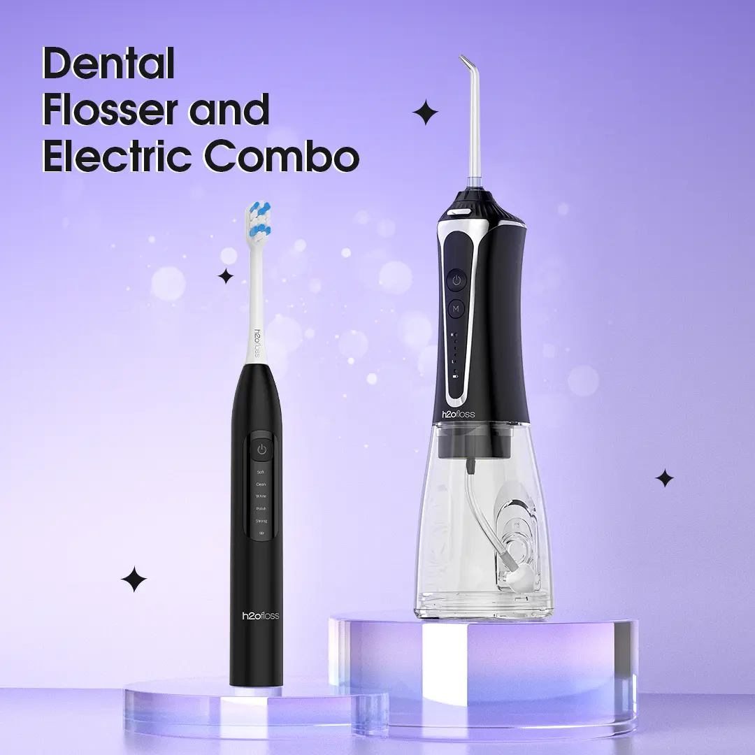 h2ofloss Water Flosser & Electric Toothbrush Combo Kit | Deep Clean Oral Care Set h2ofloss Water Flosser & Electric Toothbrush Combo Kit | Deep Clean Oral Care Set