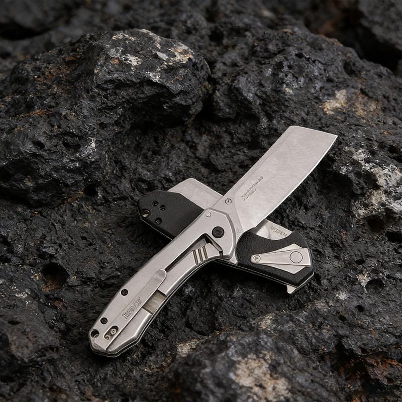 KS 3455, Black G10 Handlesandblasted flat blade,suitable for cutting diced meat in restaurants ,household fruit knives,peeling knife and Stone Washed Sharp Blade - Fruit Survival Set Men's Gift Mystery Edc Multi Tools