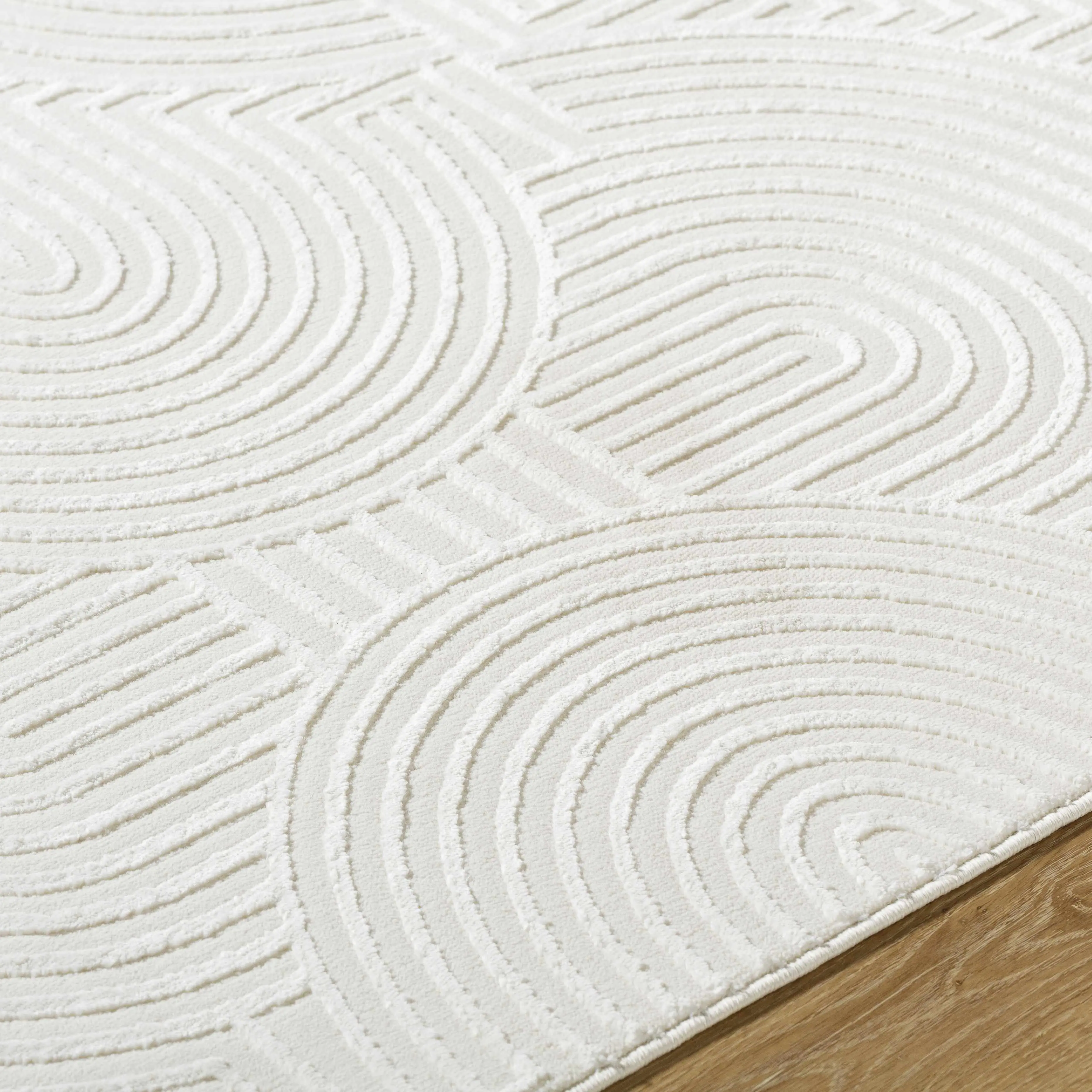 Aucoin Cream 3D Rainbow Washable Area Rug