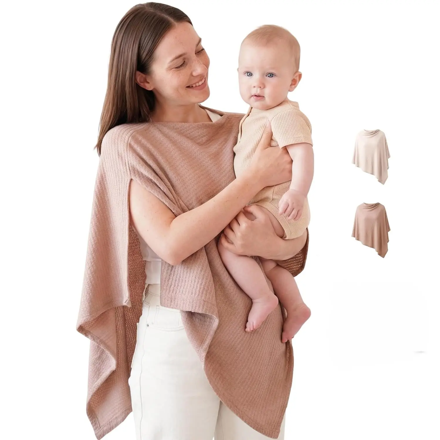 Nursing Cover for Breastfeeding, Soft Privacy Poncho, Multi-Use Nursing Shawl, Portable Breast Feeding Covers for Women, Mummy
