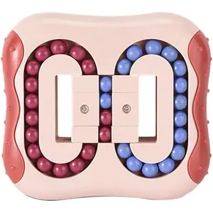 Rotate and Slide Puzzle Magic Cube Beans Fidget Toys Anti Stress Ball IQ Educational Sensory Games for Boys Girls Kids Teens Children Adults (Pink)