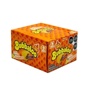 Bubbaloo Pina Chamoy Chewing Bubble Gum with Liquid Filled Center, Box of 47 Pieces, Mexican Candy, Dulces Mexicanos Sweet Snack