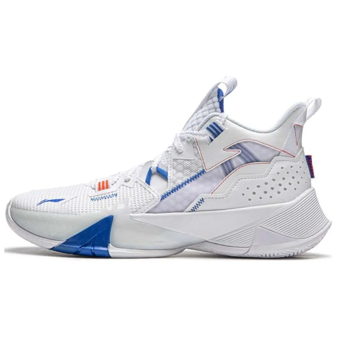 LiNing Men's Mid-Top Basketball Shoes: Comfortable, Trendy, Anti-Slip, and Durable in White and Blue Trending Shoes, House White Official Shoes to Get / Maison Mihara Verifiable, with credentials and supporting global authentication