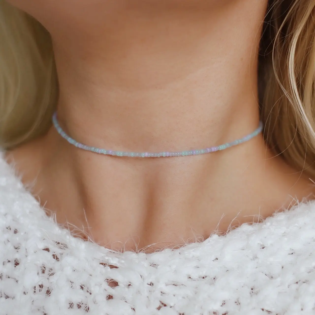 Opal summer breeze seed beaded choker necklace Opal summer breeze seed beaded choker necklace