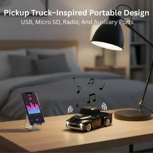 Pickup Truck Model Design Portable Wireless Speaker WS538 with FM Radio USB SD Playback Rechargeable Battery Hands-free Calling Universal Compatibility for All Phone Models